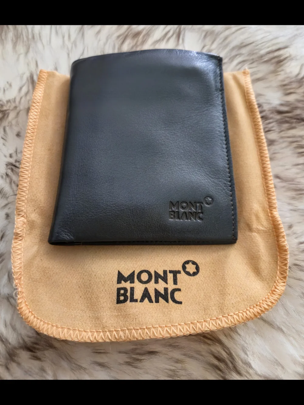 Montblanc Black Leather Card & Pocket Holder with Tan Dust Pouch